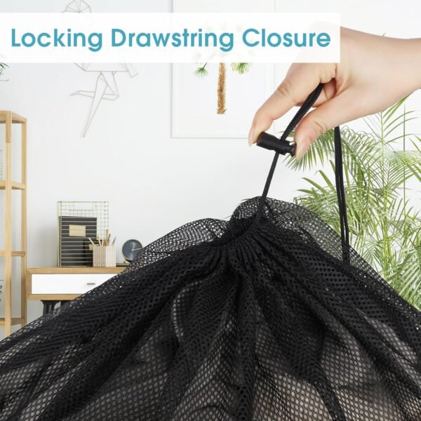 2 Pack Mesh Laundry Bags, 23 x 34 Inches Heavy Duty Mesh Laundry Bag, Large Laundry Drawstring Bag for College, Dorm, Travel, Family and Apartment Dwellers, Black - Image 3
