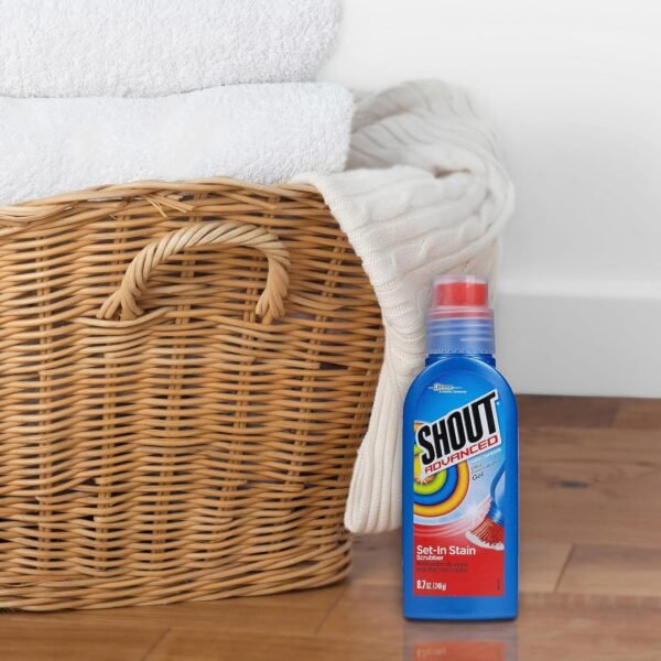 Shout Advanced Stain Remover Gel for Clothes Laundry, Ultra Concentrated Gel with Built-in Scrubber Brush for Deep Set-In stains, 8.7oz - Image 8