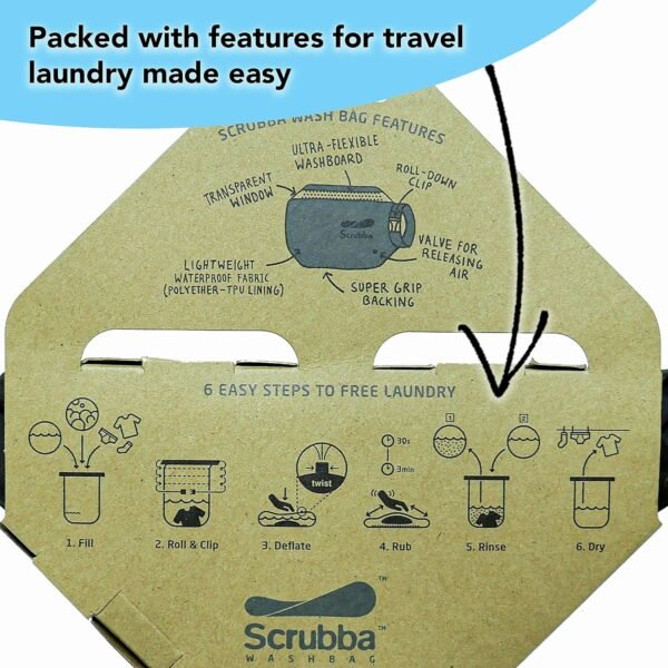 Scrubba Wash Bag Portable Washing Machine - Lightweight Manual Washing Machine for Travel, Camping, Laundry, Baby Clothes - Travel Essentials, Gift - use with Laundry Detergent/Sheets - 5.3 oz. - Image 7