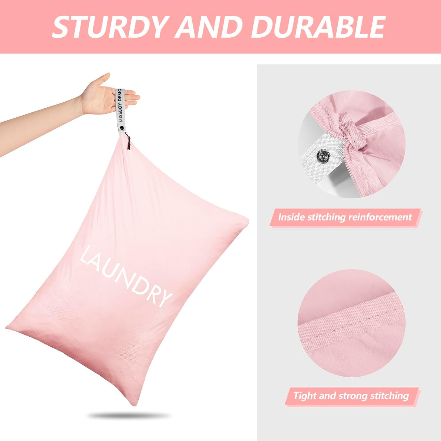 MissBoy Laundry Bag, Nylon Dirty Clothes Storage Bag, Splash-proof Travel Camping Laundry Bags with Zip, Lightweight Foldable Swimming Dry Wet Bag - Image 6