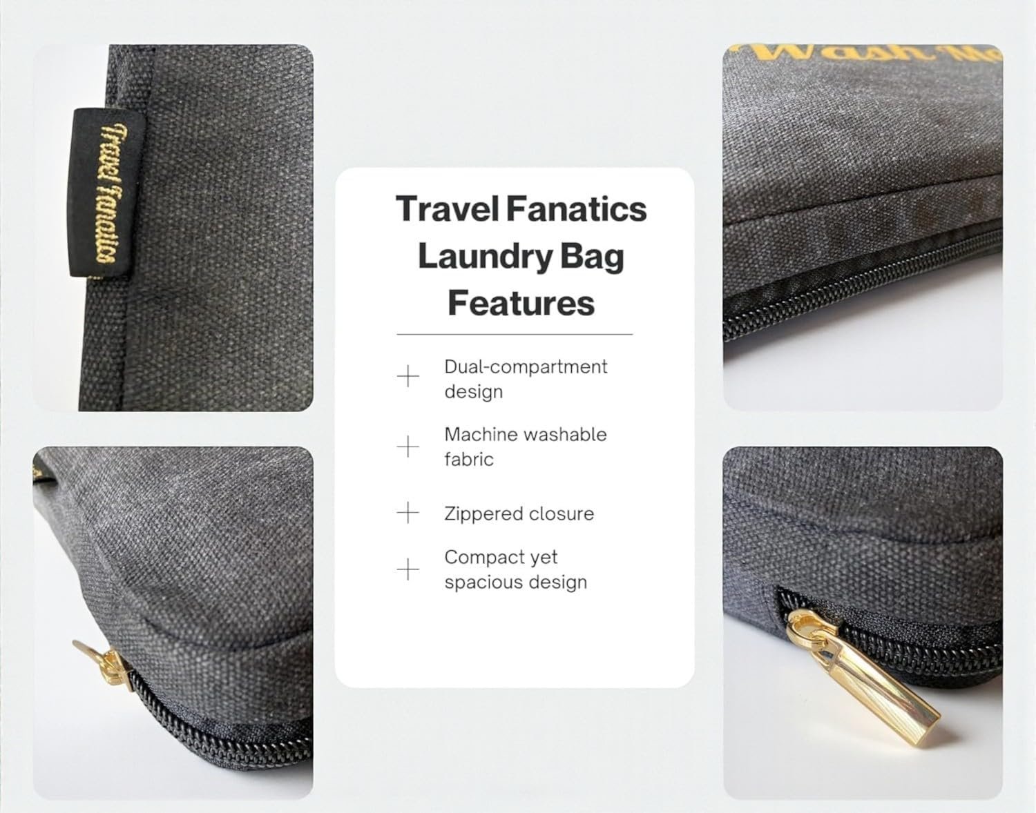 Travel Fanatics Wear Me, Wash Me Bag – 2-Sided Travel Laundry Bag with Stylish Design – Lightweight, Portable, and Durable Canvas Laundry Bag Organizer for Clean and Dirty Clothes - Image 4