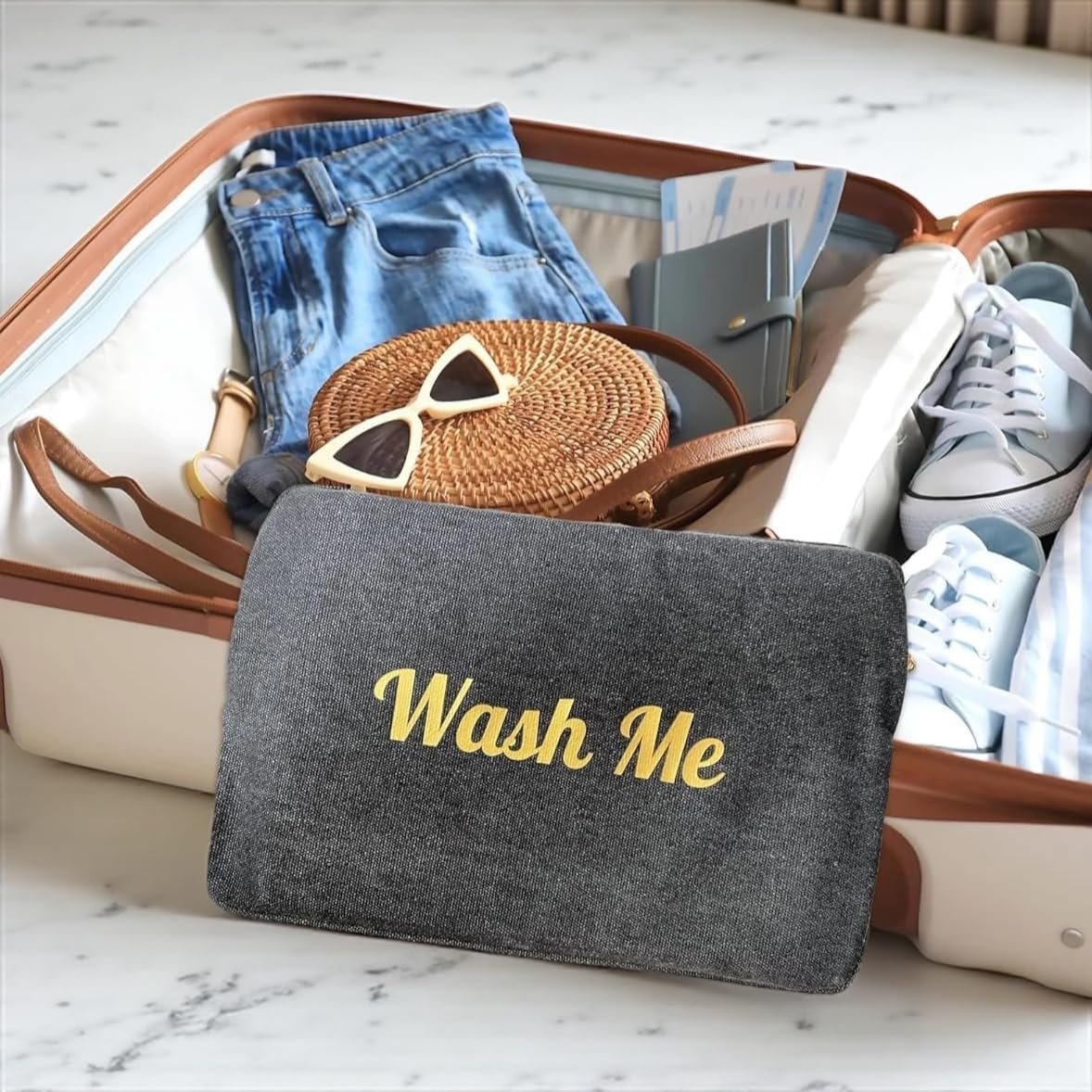 Travel Fanatics Wear Me, Wash Me Bag – 2-Sided Travel Laundry Bag with Stylish Design – Lightweight, Portable, and Durable Canvas Laundry Bag Organizer for Clean and Dirty Clothes - Image 3